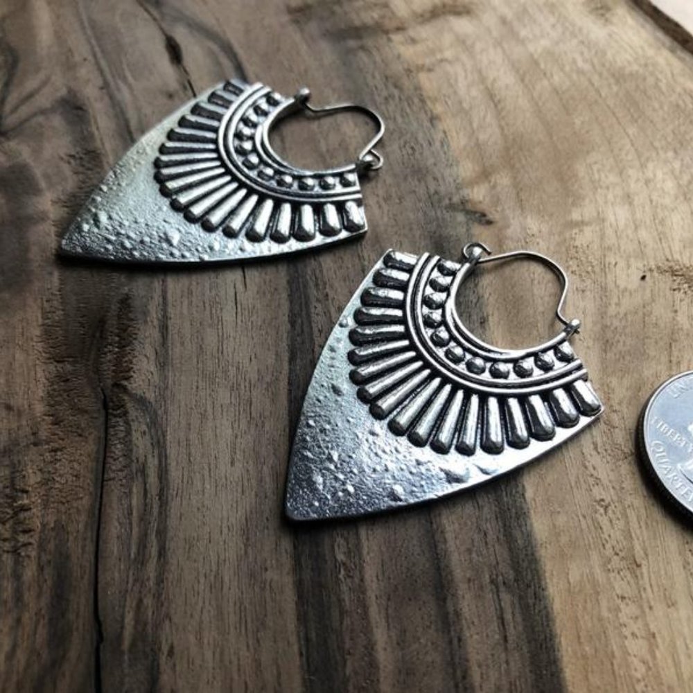 Modern White Steel Hoop Earrings